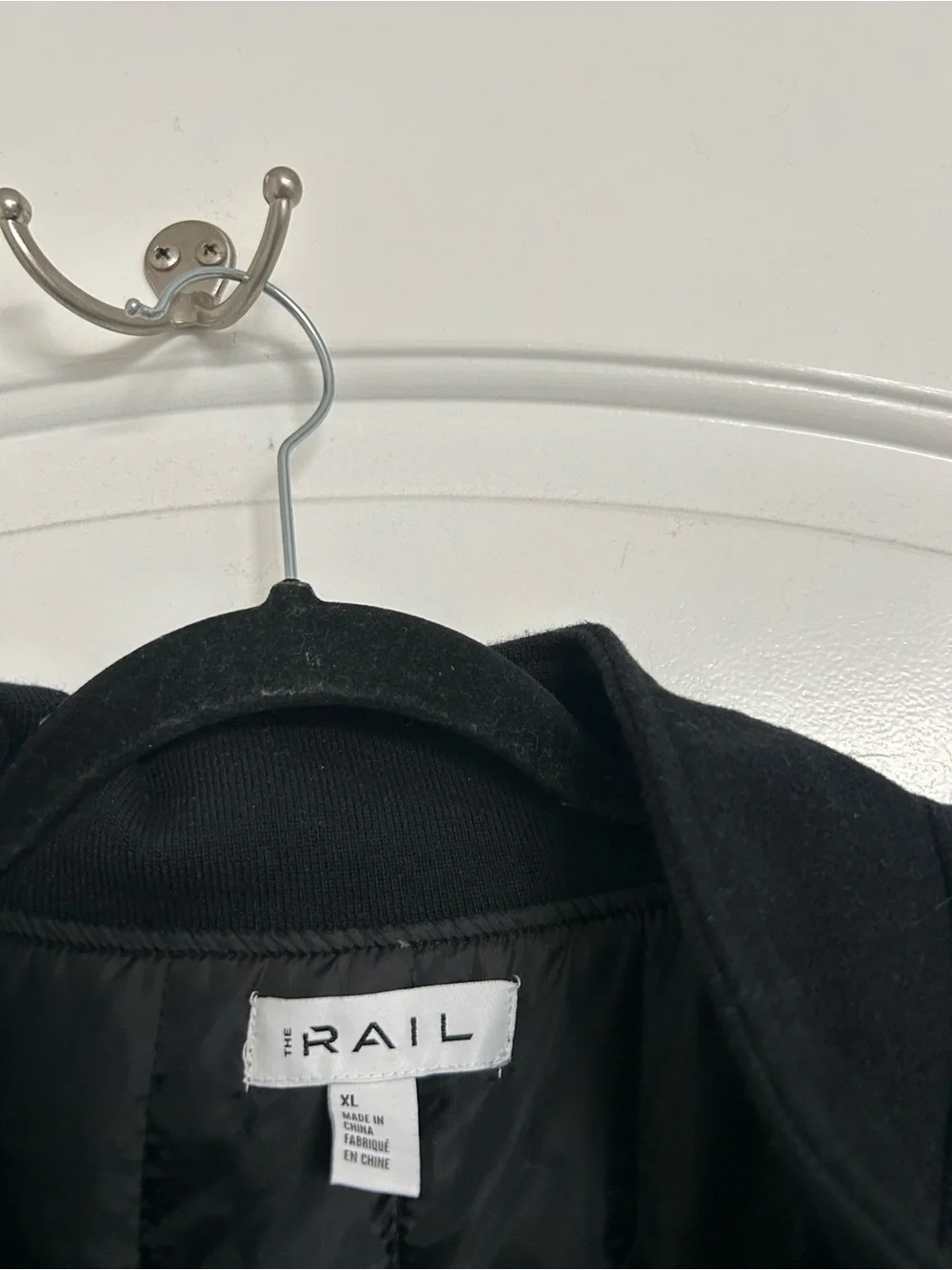 The Rail Military Field Wool Blend Jacket Size XL Black Minimalist Chic Utility